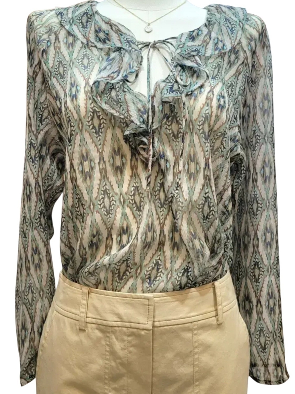 Massimo Dutti Printed Ruffle Blouse  Size Small